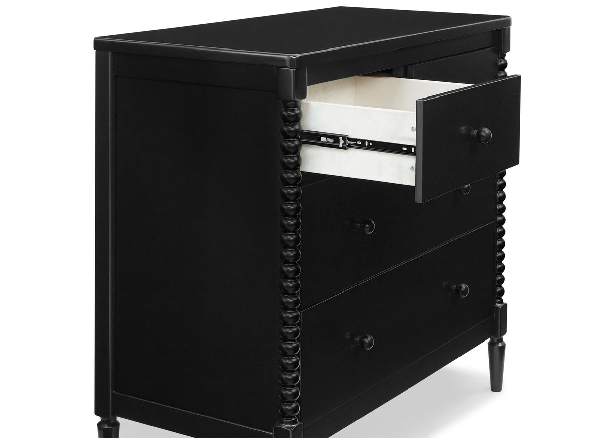 Delta Children Saint 3 Drawer Dresser with Changing Top and Interlocking Drawers, Black