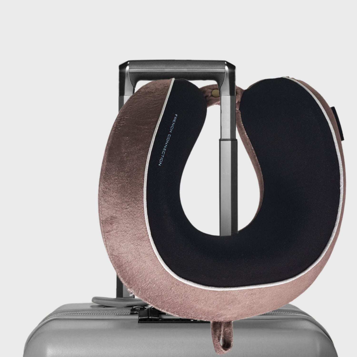 French Connection Memory Foam Travel Pillow with Washable Cover - Luxury Neck Pillow in Brown