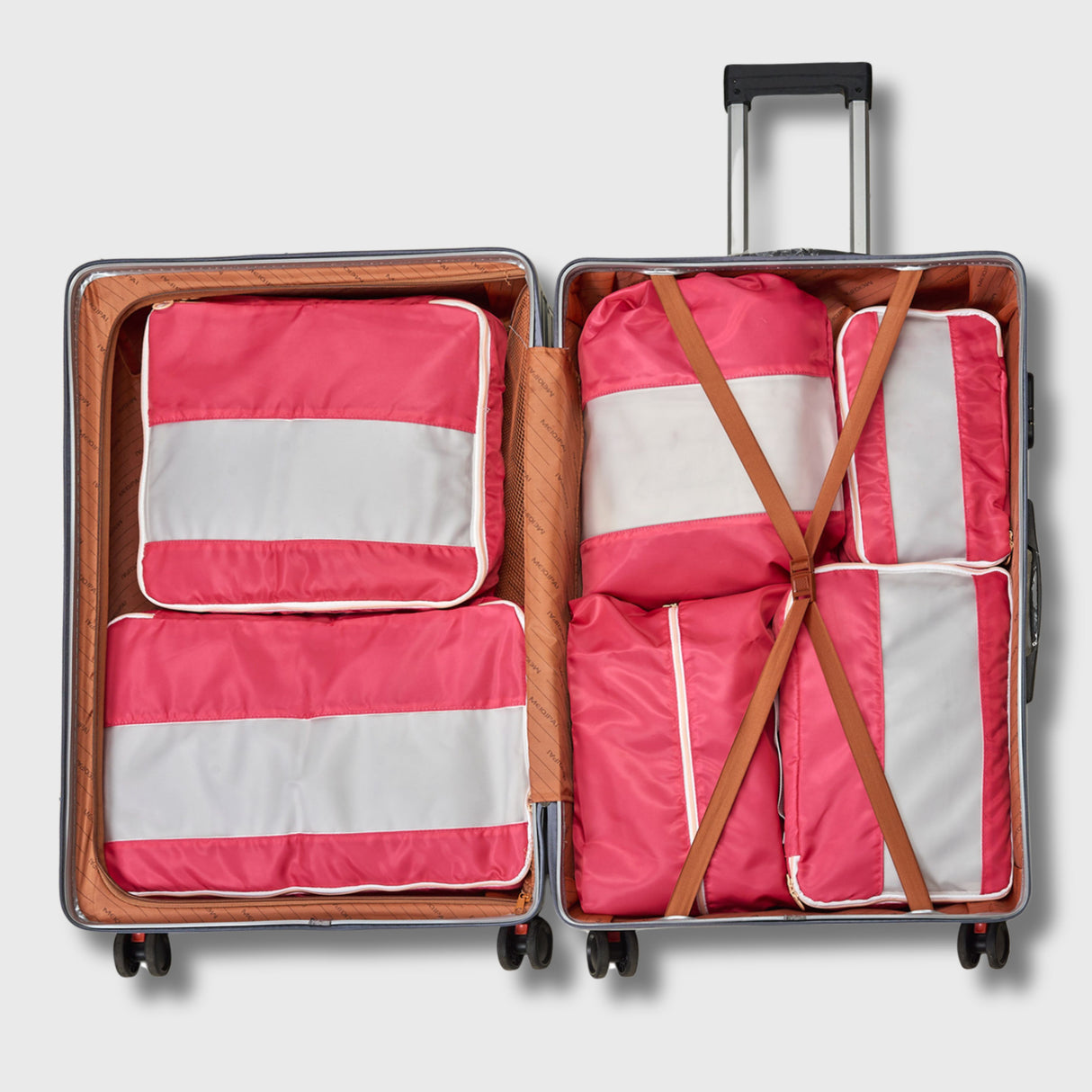 French Connection 6pc Packing Cube Set - Travel Storage Set for Luggage in Hot Pink