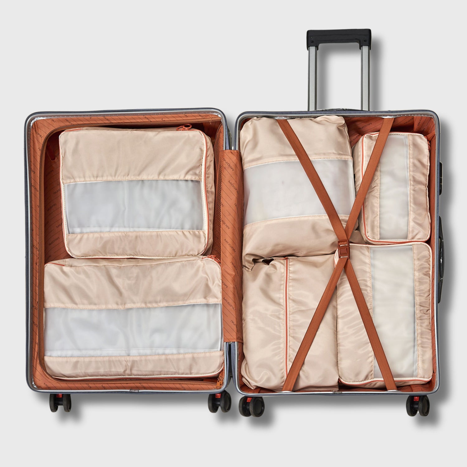 French Connection 6pc Packing Cube Set - Travel Storage Set for Luggage in Sand