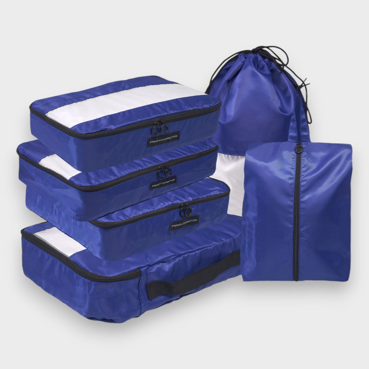 French Connection 6pc Packing Cube Set - Travel Storage Set for Luggage in Blue
