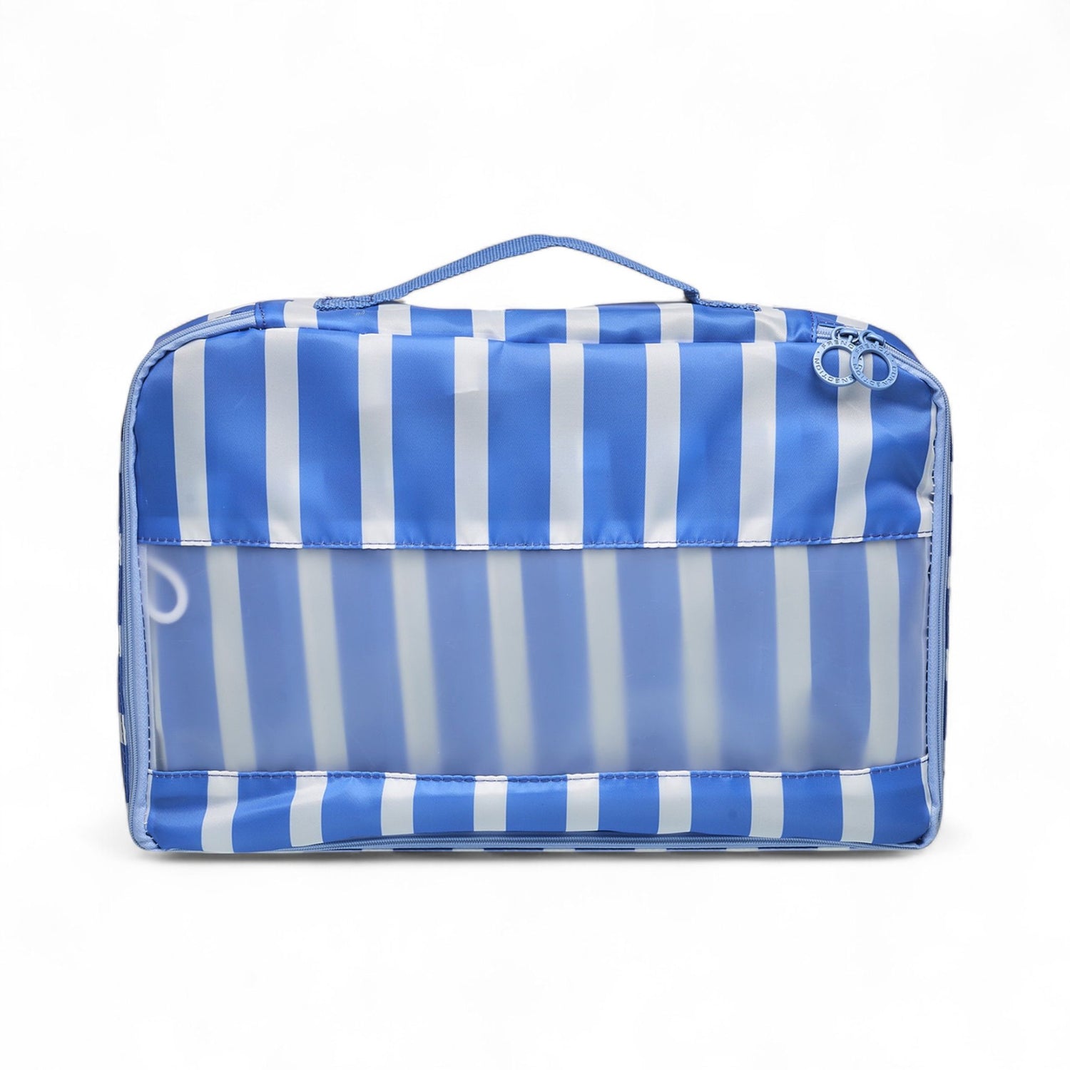 French Connection 6pc Packing Cube Set - Travel Storage Organizer Set for Luggage (Striped) in Blue