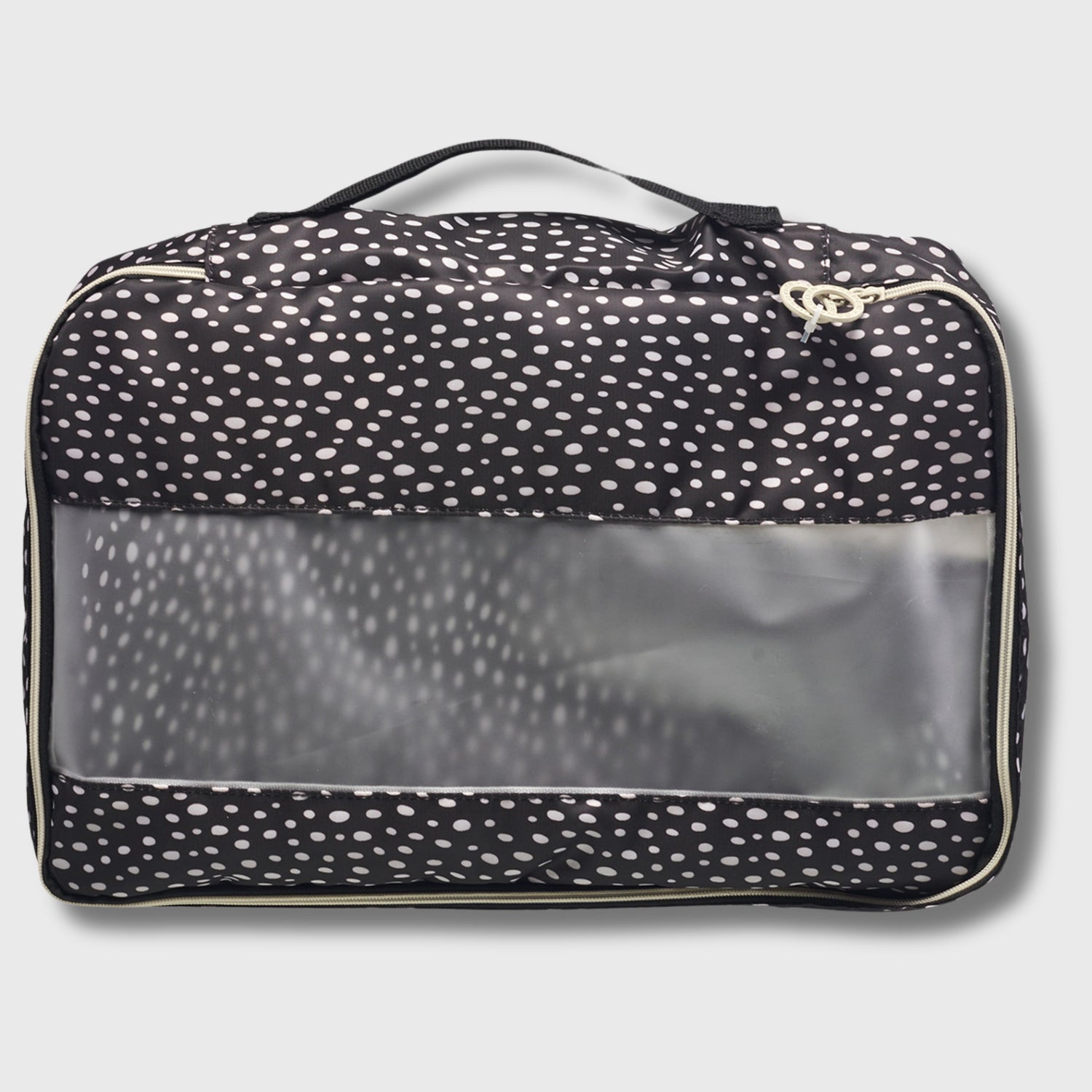 French Connection 6pc Packing Cube Set - Travel Storage Set (Polka Dot) in Black