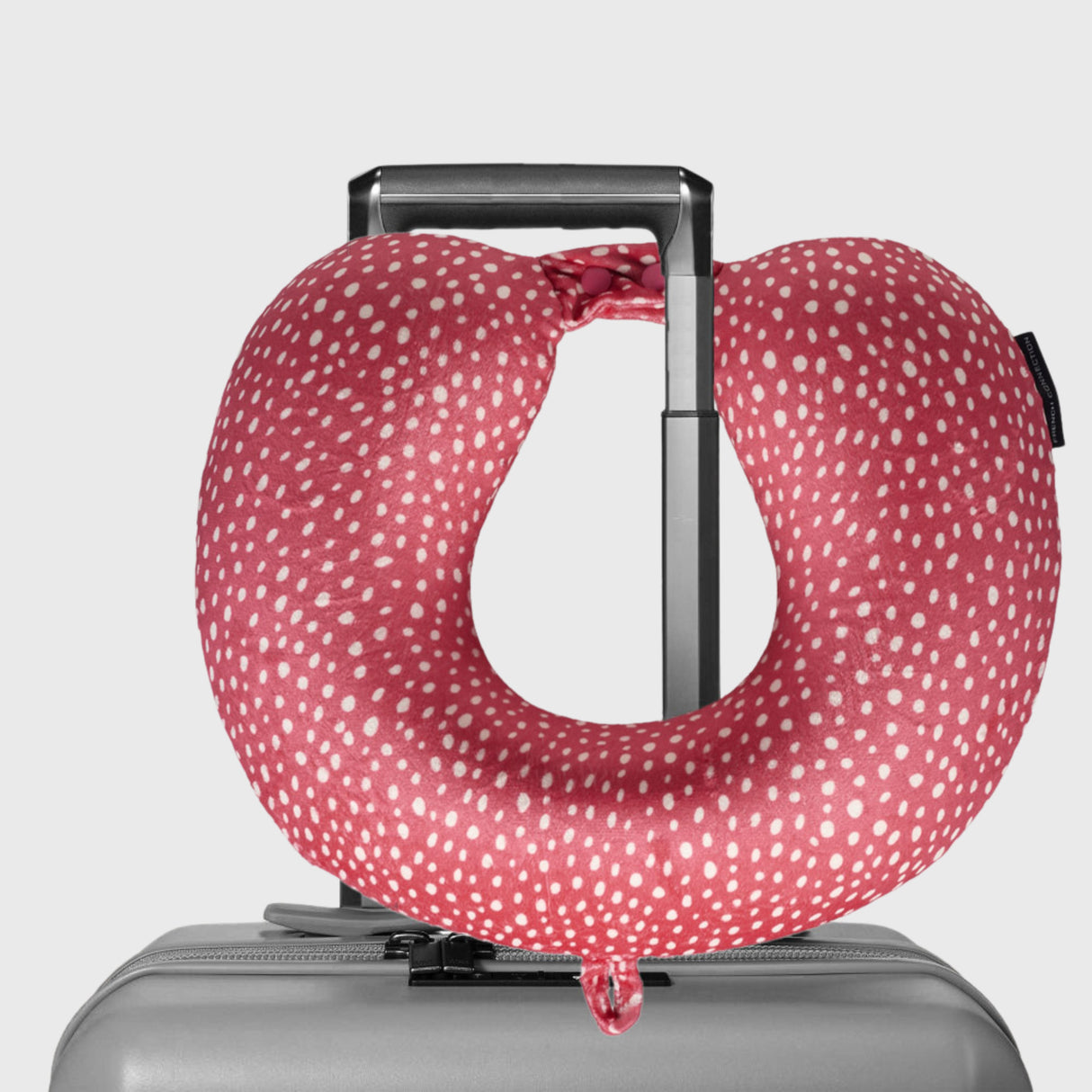 French Connection Memory Foam Travel Neck Pillow with Washable Cover - (Polka Dot) in Pink