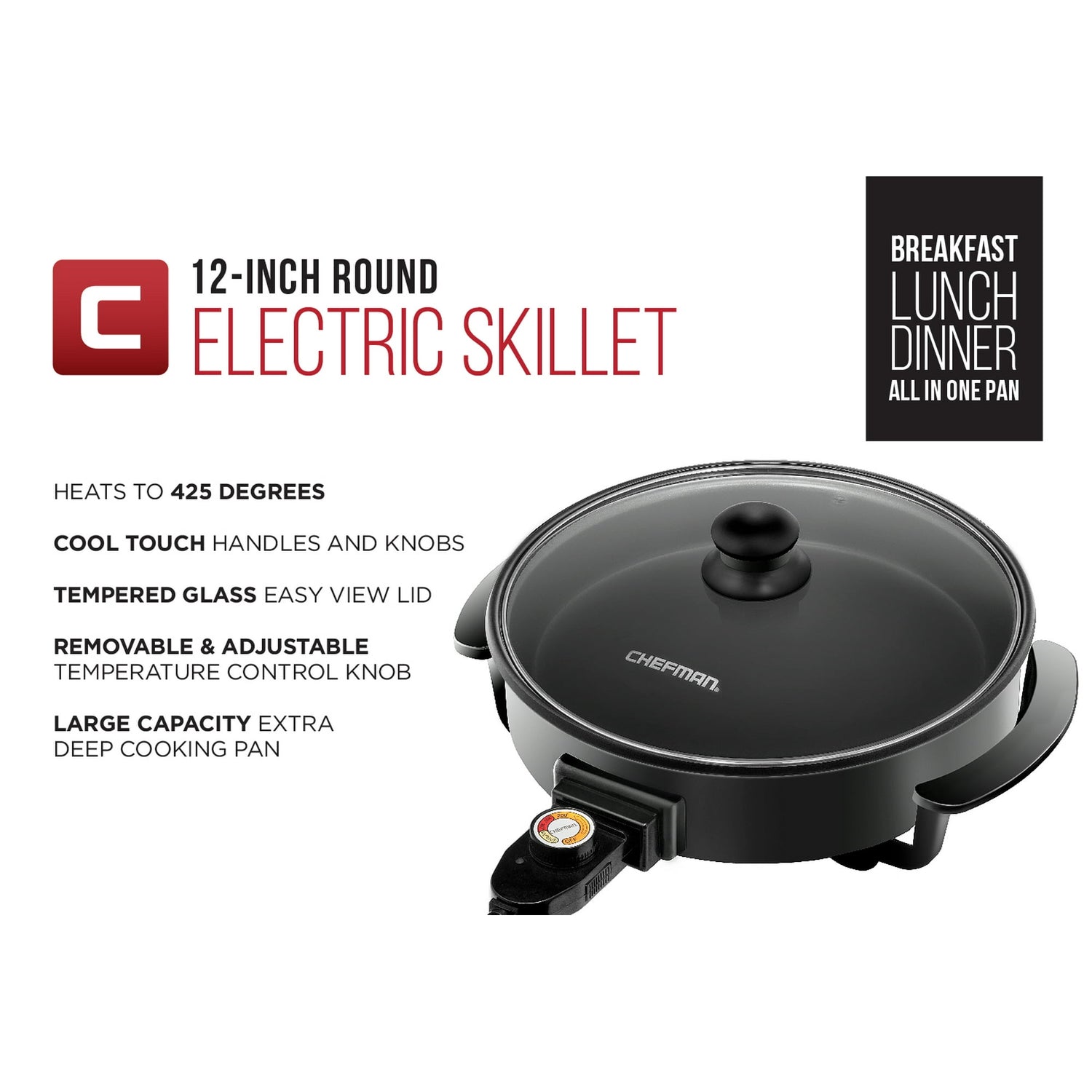Chefman 12-Inch Round Electric Skillet