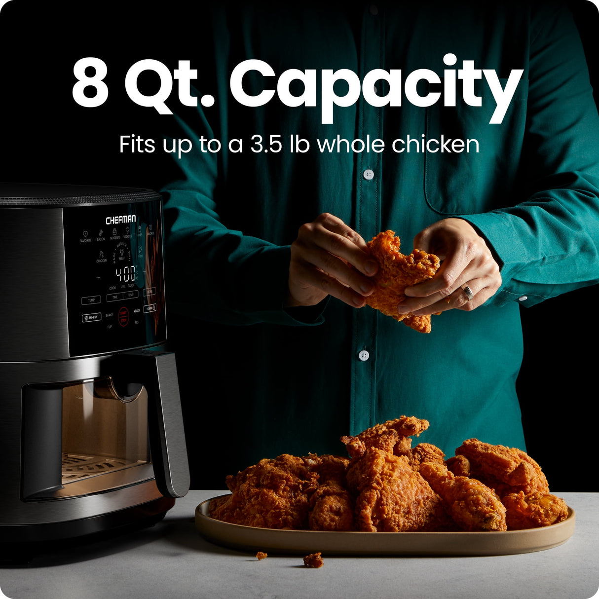 Chefman ExacTemp 8 Quart Easy-View Air Fryer with Temperature Probe