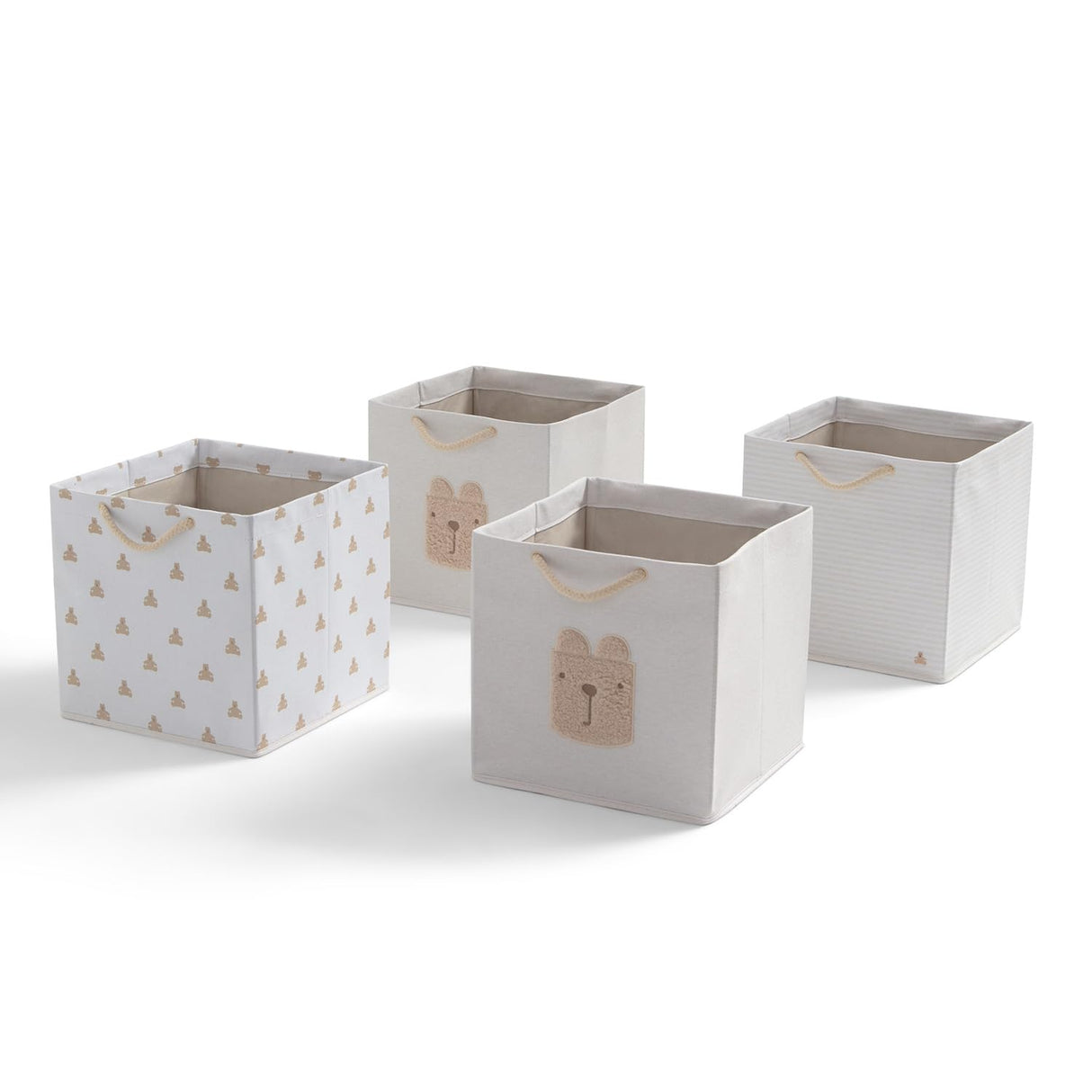 Delta Children 4-Pack Brannan Bear Fabric Storage Bins with Handles, Tan