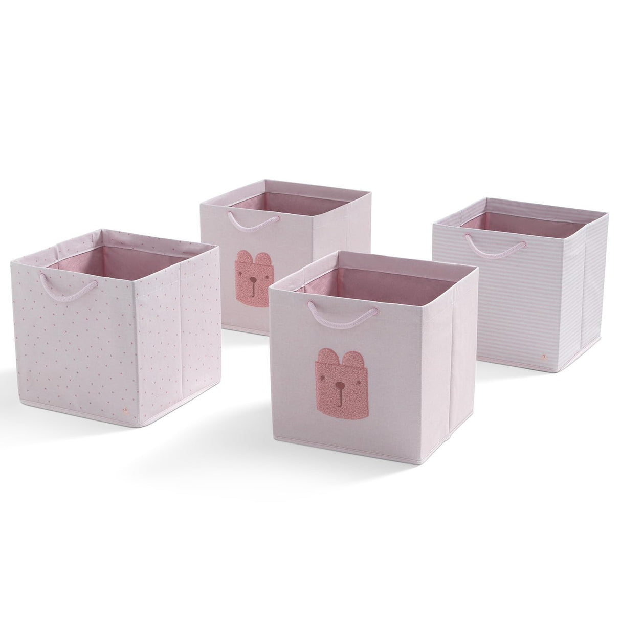 Delta Children 4-Pack Brannan Bear Fabric Storage Bins with Handles, Pink
