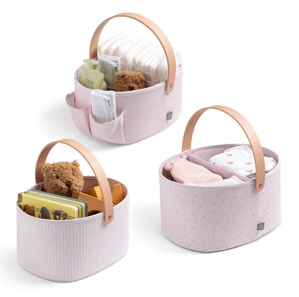 Delta Children 3-Pack Nested Fabric Storage Bins with Handles, Pink