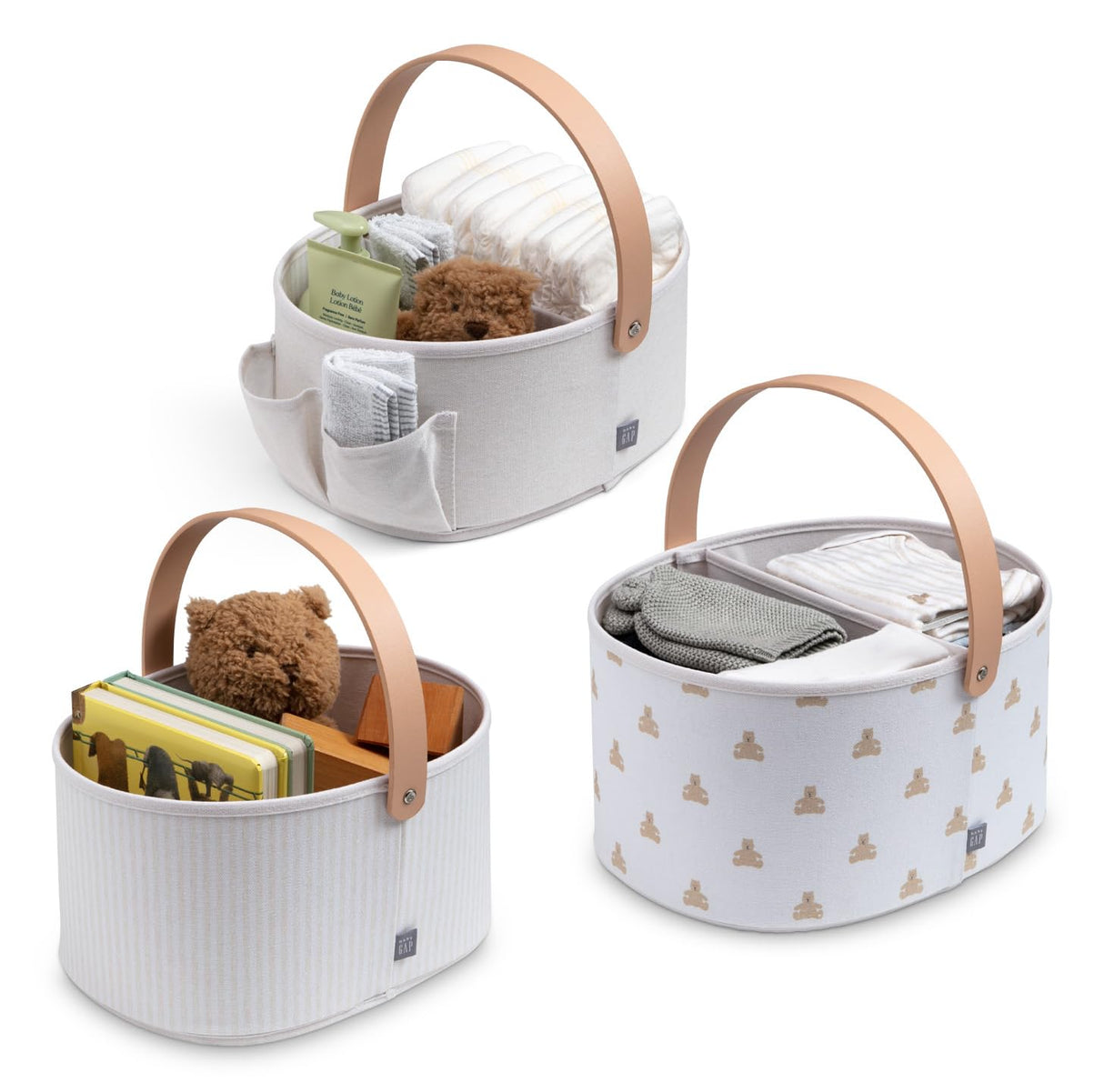 Delta Children 3-Pack Nested Fabric Storage Bins with Handles, Tan