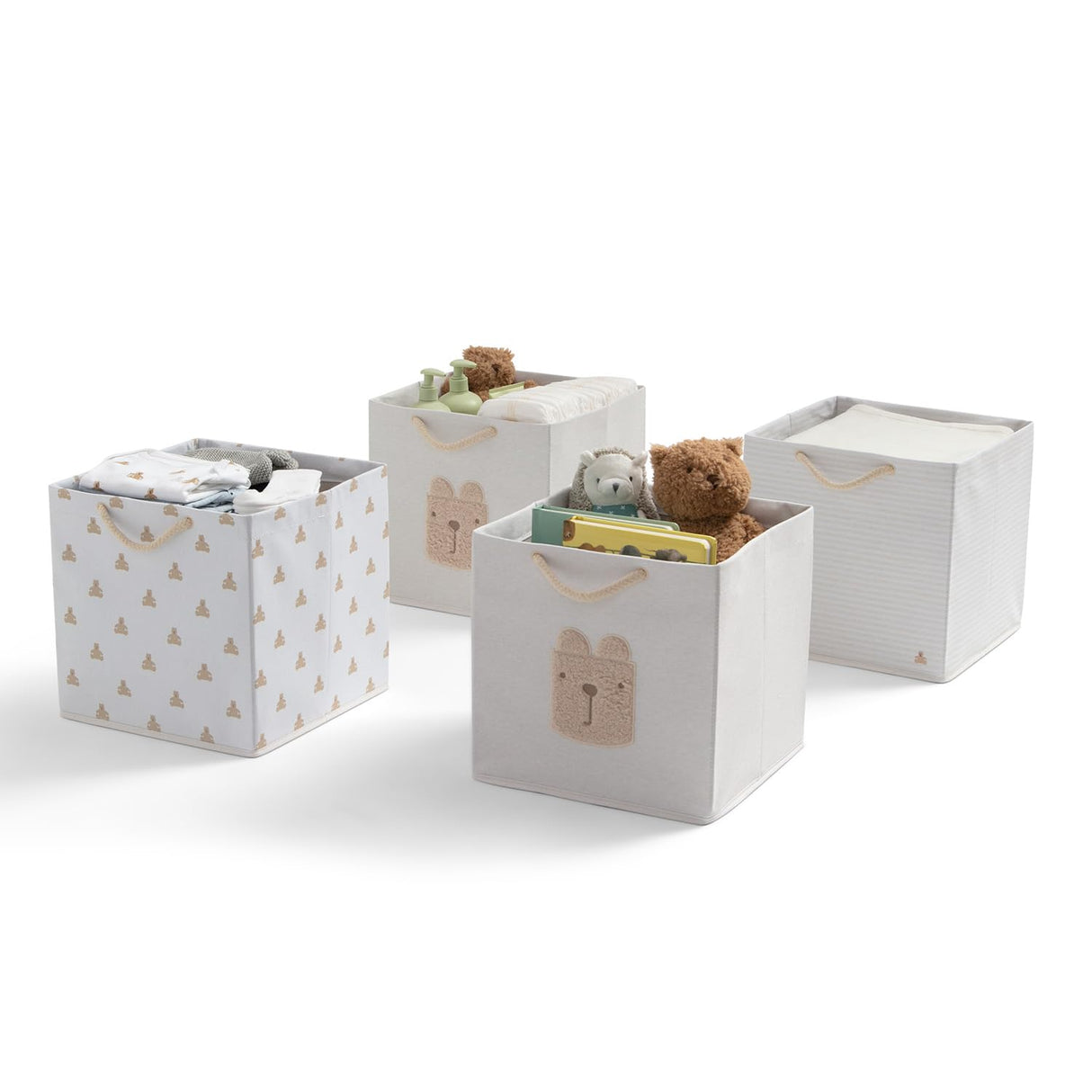 Delta Children 4-Pack Brannan Bear Fabric Storage Bins with Handles, Tan