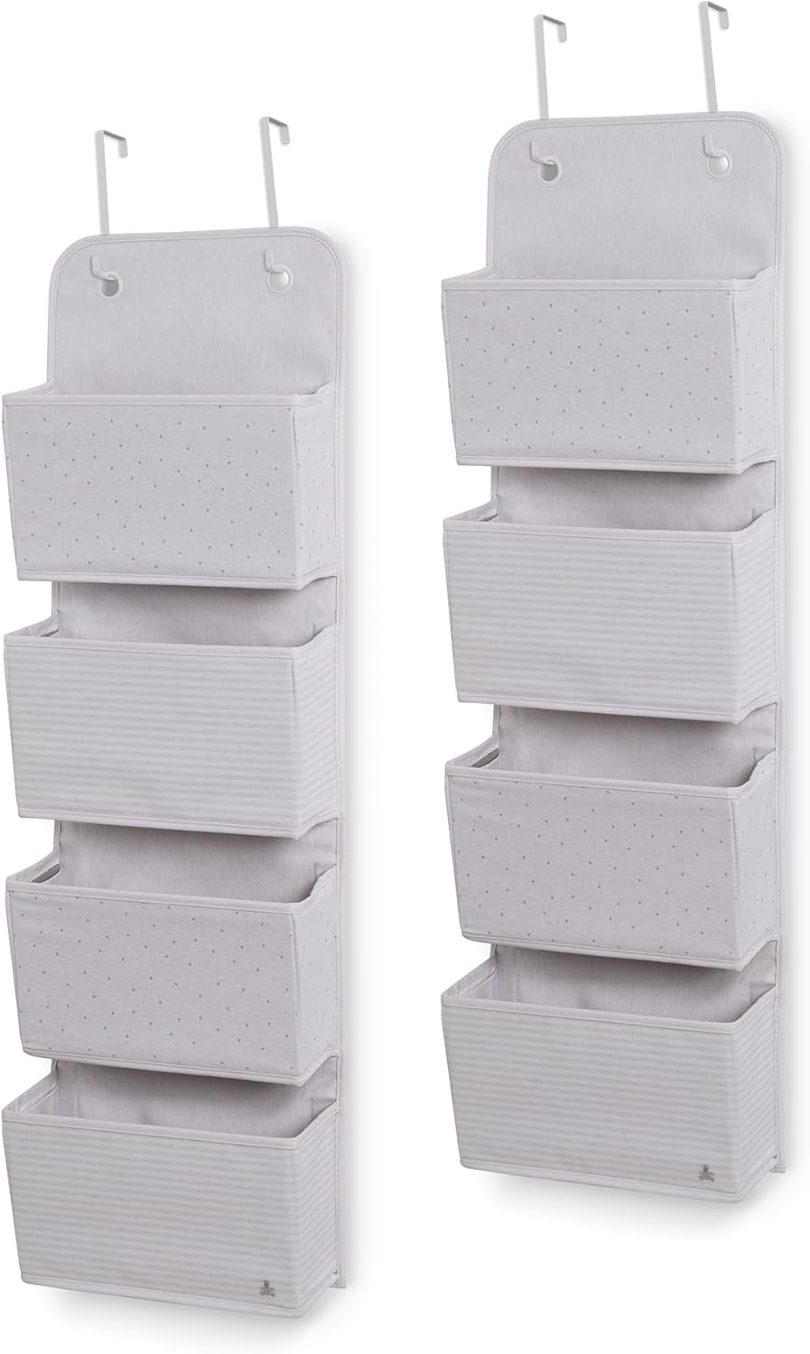 Delta Children 2-Pack Over the Door Storage Organizer with 4 Pockets, Grey