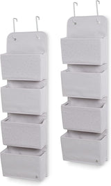 Delta Children 2-Pack Over the Door Storage Organizer with 4 Pockets, Grey