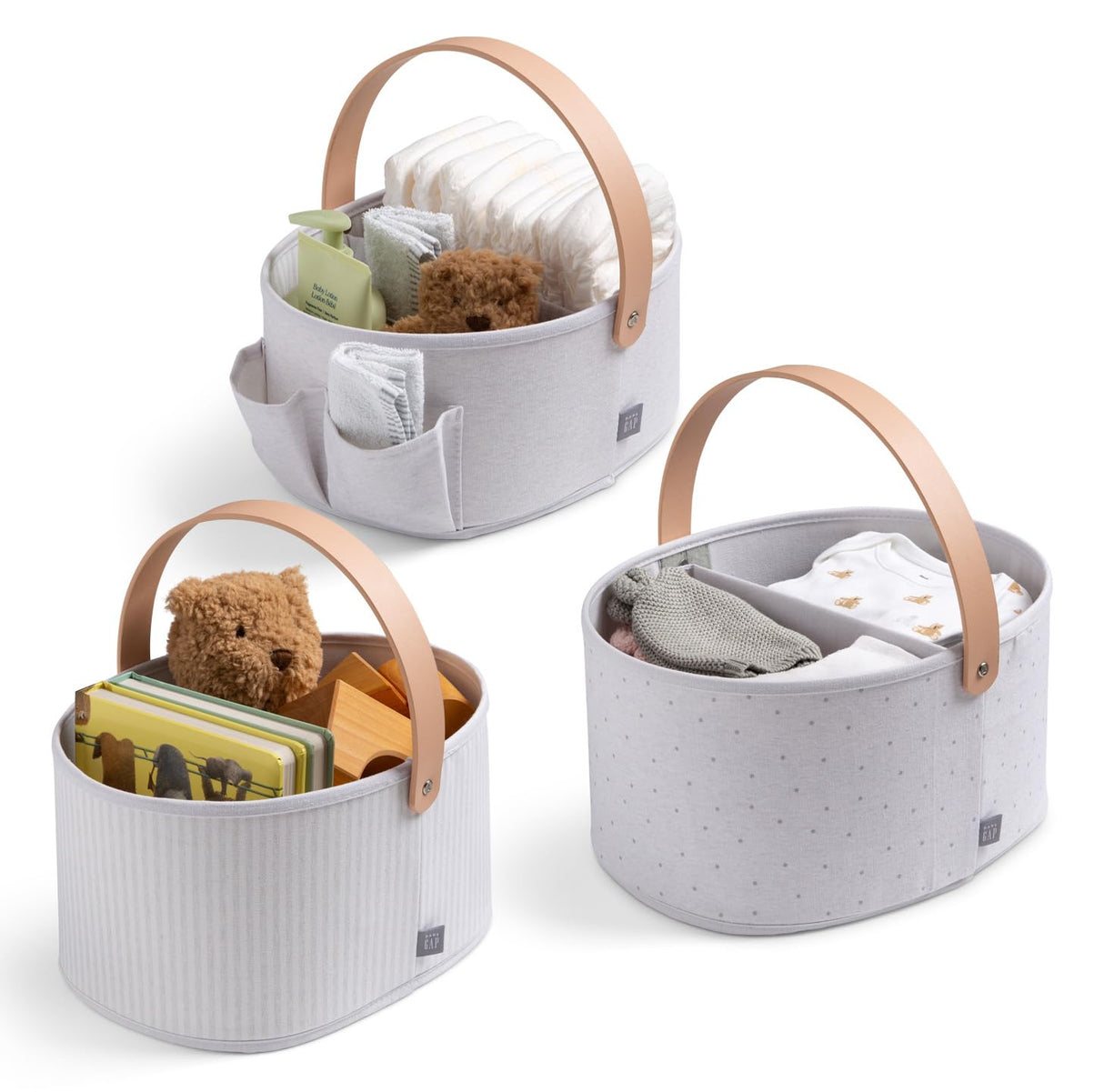 Delta Children 3-Pack Nested Fabric Storage Bins with Handles, Grey
