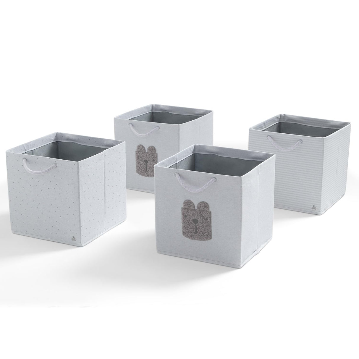 Delta Children 4-Pack Brannan Bear Fabric Storage Bins with Handles, Grey