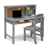 Delta Children Kids Wood Desk with Hutch and Chair  Grey