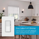 Lutron Caseta Smart Lighting Diva Smart Dimmer Switch for LED Bulbs, Works w/ Alexa, Apple Homekit, Google Home (Hub Required), No Neutral Required, 150W Single-Pole/3-Way, DVRF-6L-BL, Black