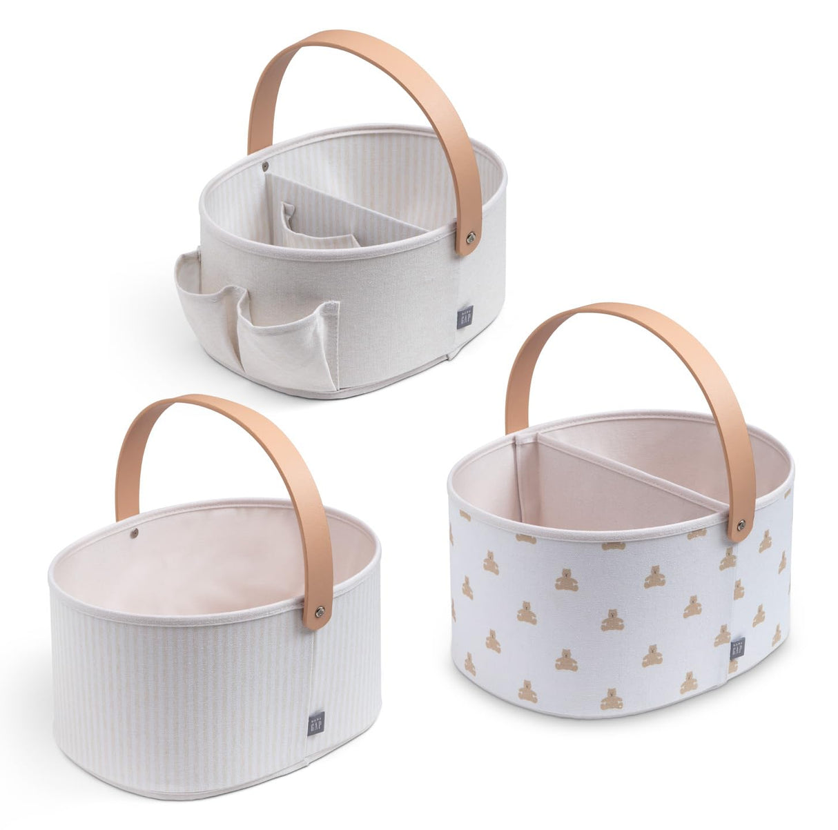 Delta Children 3-Pack Nested Fabric Storage Bins with Handles, Tan