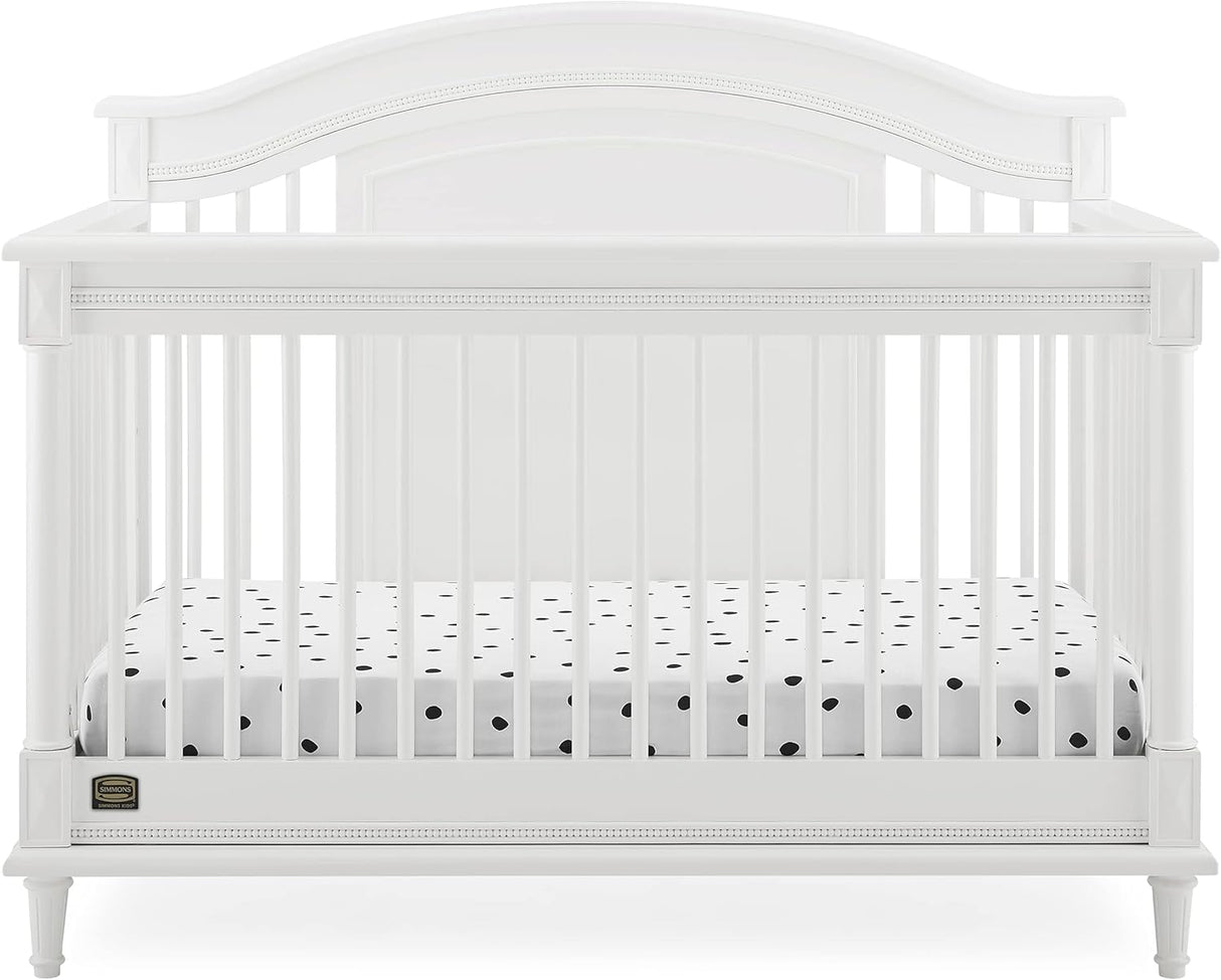 Delta Children Simmons Kids Juliette 6-in-1 Convertible Crib with Toddler Rail,  Bianca White