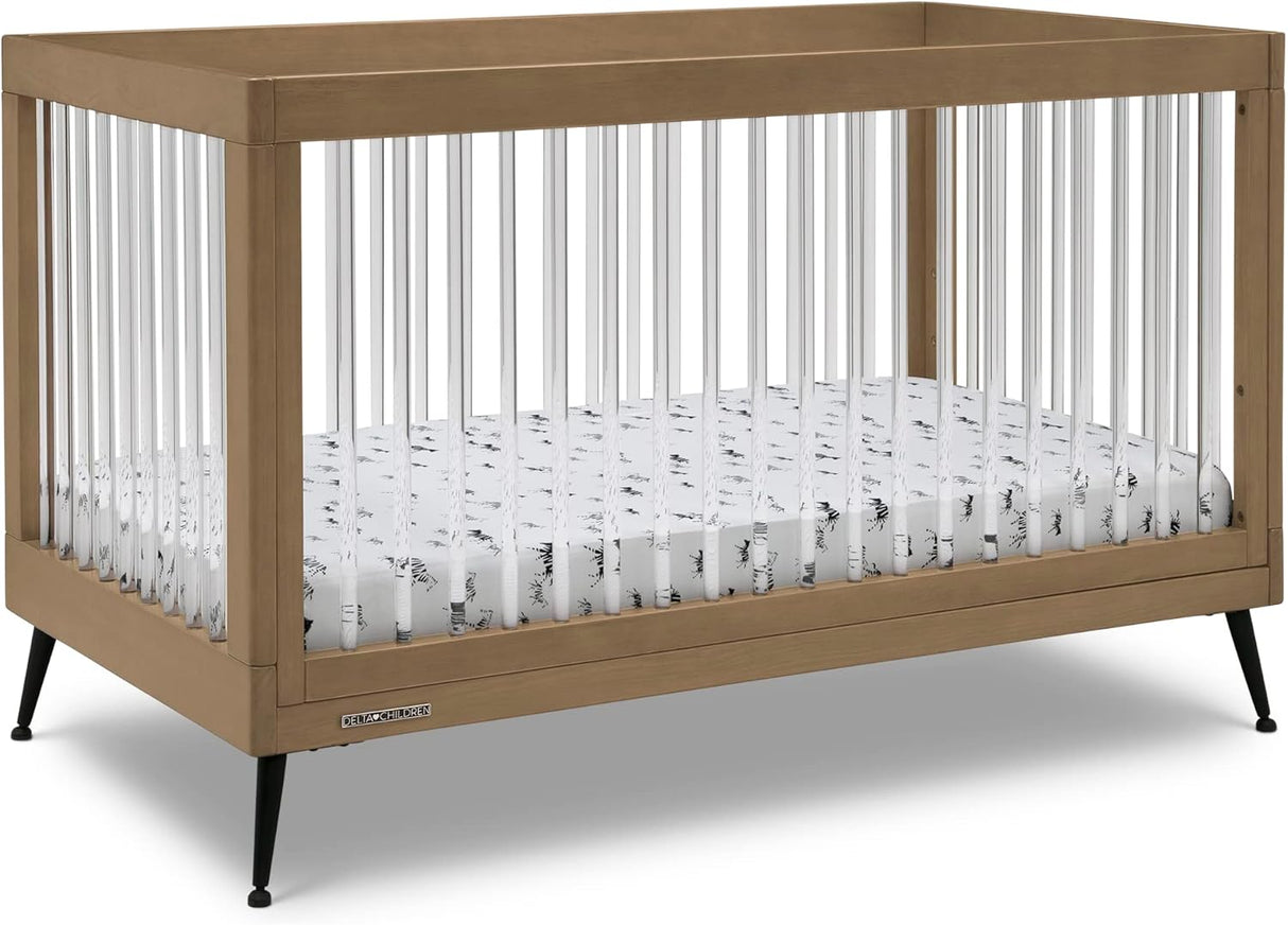 Delta Children Sloane 4-in-1 Acrylic Convertible Crib Acorn/Matte Black
