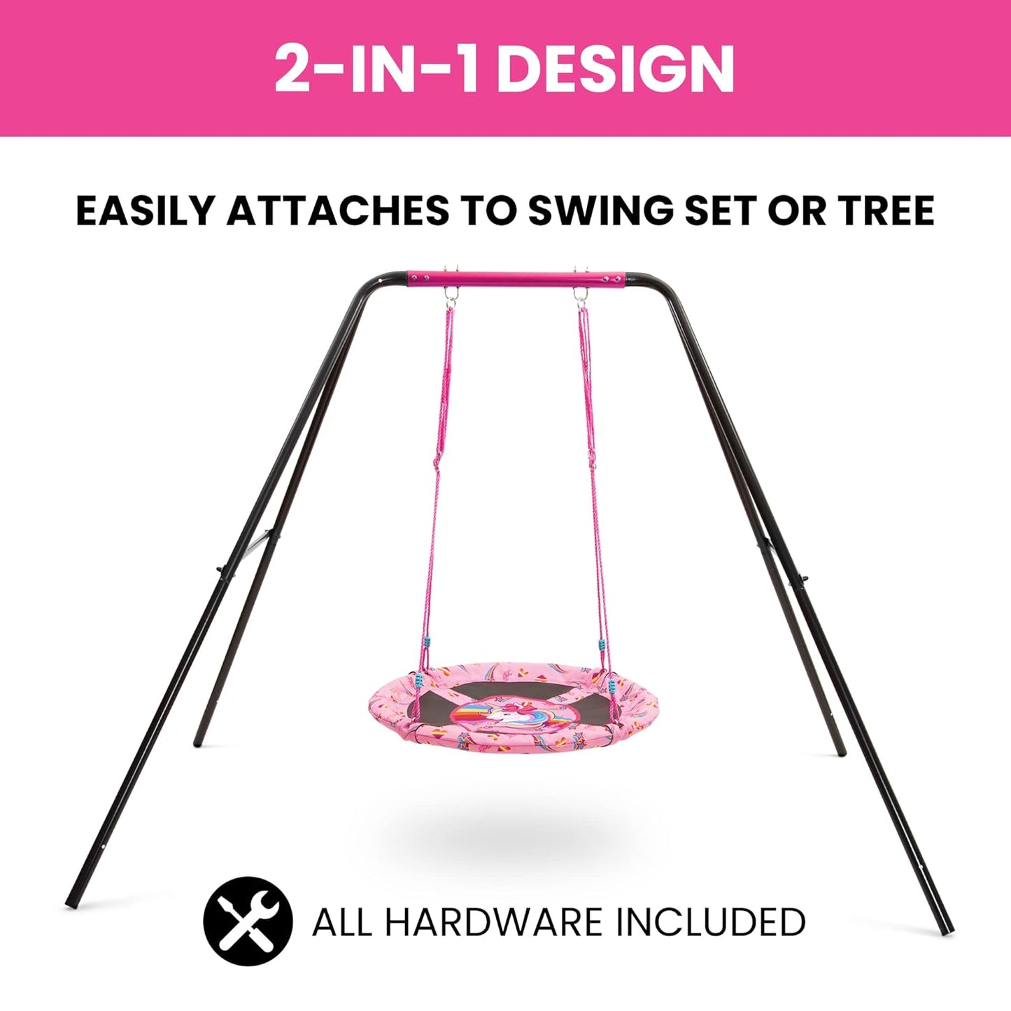 JoJo Siwa 40-Inch Saucer Swing for Kids by Delta Children ? Attaches to Swing Sets or Trees