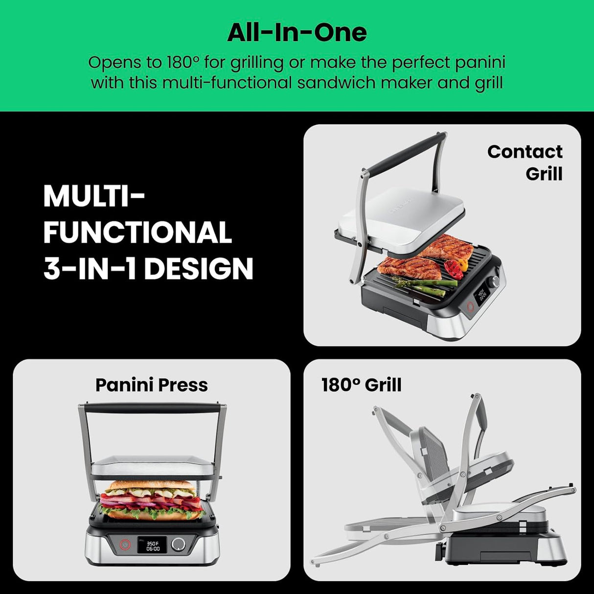 Chefman 5-in-1 Panini Press Grill