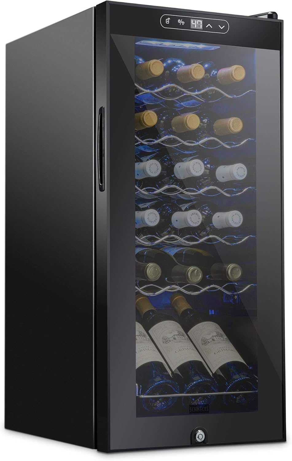SCHMECKE 18 Bottle Compressor Wine Cooler Refrigerator w/Lock -Black