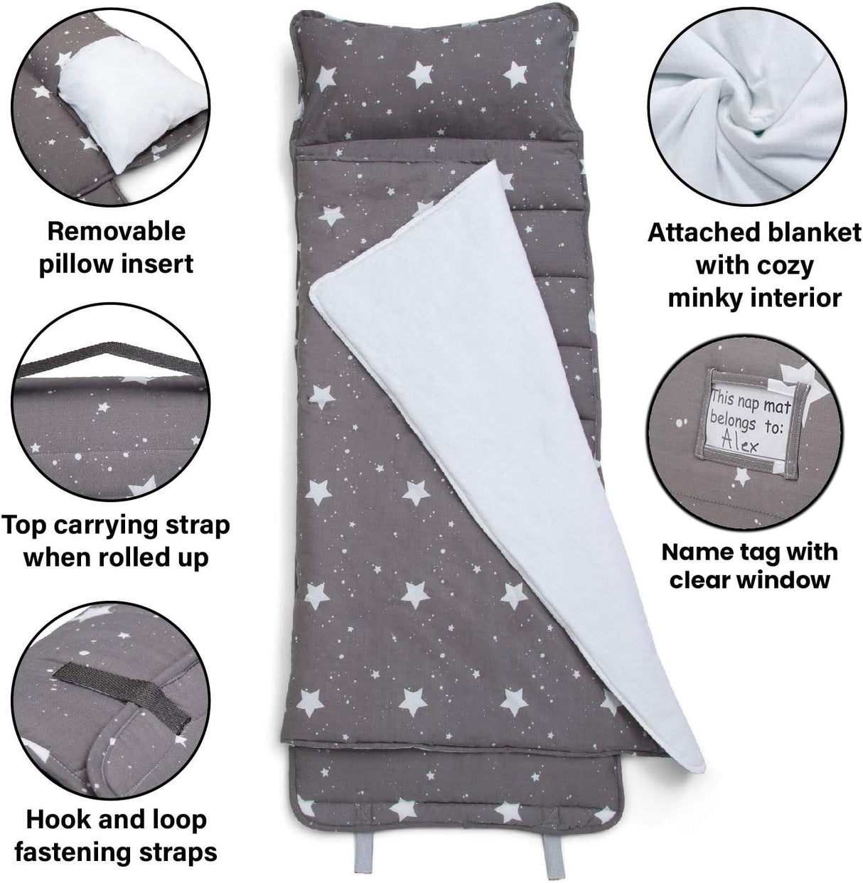 Delta Children Nap Mat with Included Pillow and Blanket for Toddlers and Kids, Dusty Skies
