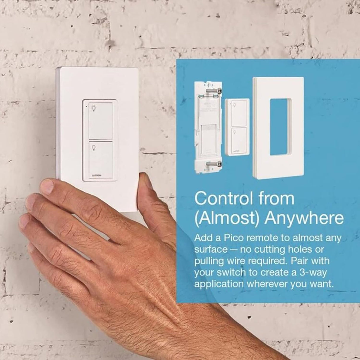 Lutron Caseta Smart Lighting Kit w/ Hub, Original Switch, & Wall Plate, for Light Bulbs and Fans, Works w/ Alexa, Apple Homekit, Google Home, 5A Single-Pole/3-Way, Neutral Required, P-BDG-PKG1WS