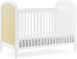 Delta Children Madeline 4-in-1 Convertible Crib Woven Cane Mesh Panels Bianca White/Textured Almond
