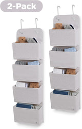 Delta Children 2-Pack Over the Door Storage Organizer with 4 Pockets, Grey