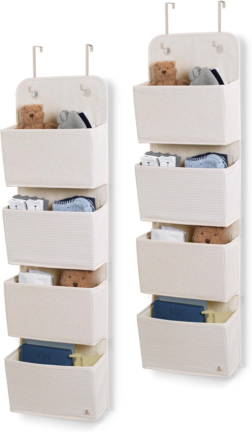 Delta Children 2-Pack Over the Door Storage Organizer with 4 Pockets, Tan