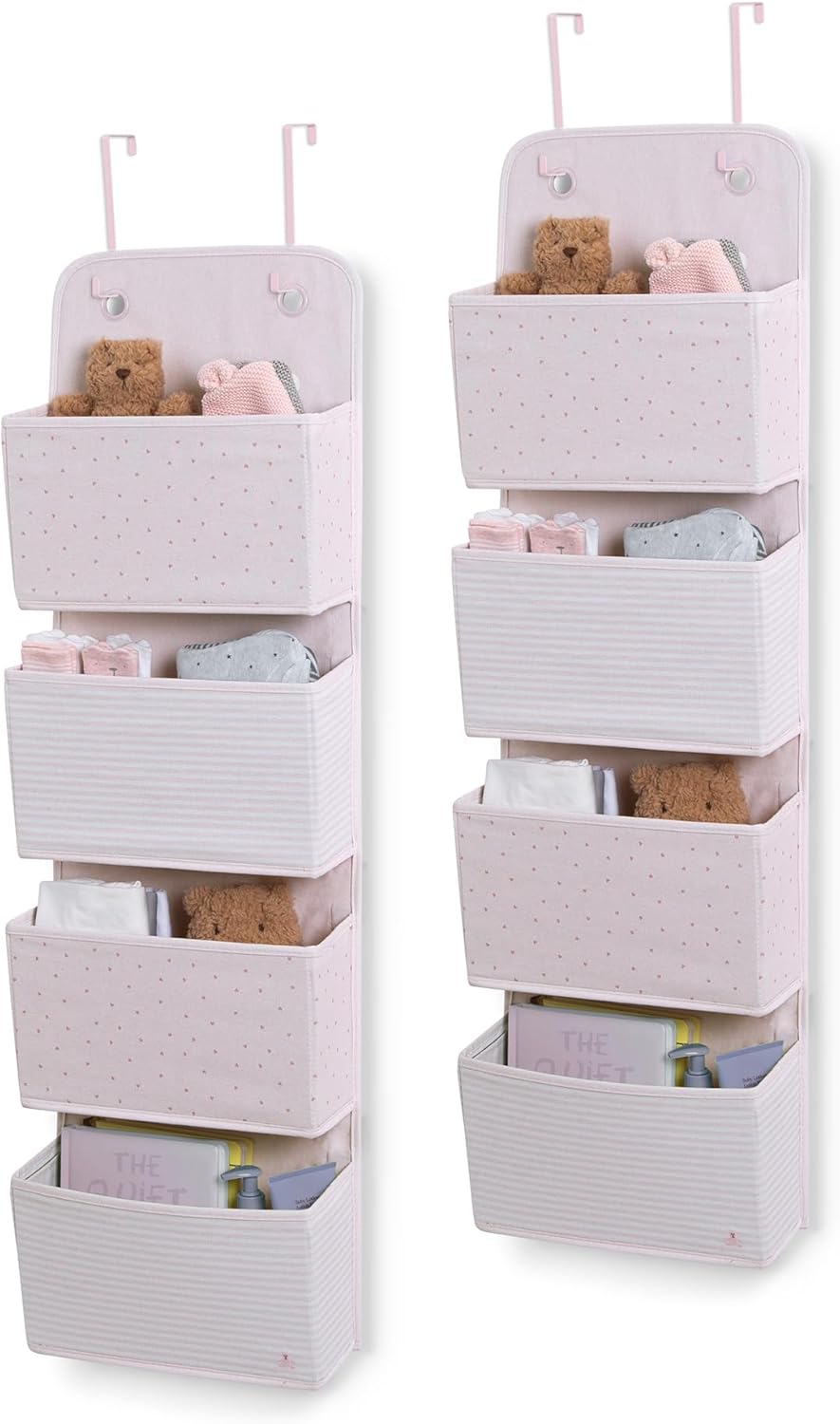 Delta Children 2-Pack Over the Door Storage Organizer with 4 Pockets, Pink
