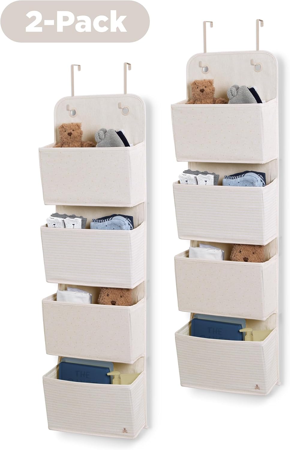 Delta Children 2-Pack Over the Door Storage Organizer with 4 Pockets, Tan
