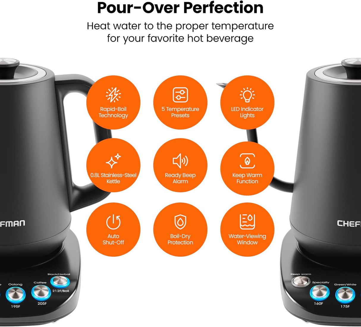 Chefman True Temp Gooseneck 0.8L Kettle