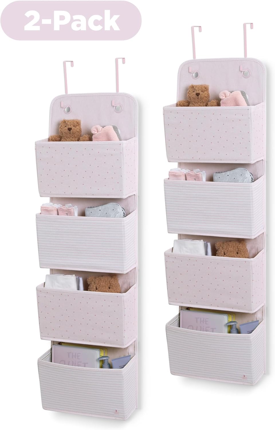 Delta Children 2-Pack Over the Door Storage Organizer with 4 Pockets, Pink