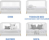 Delta Children Sloane 4-in-1 Acrylic Convertible Crib Bianca White/Melted Bronze