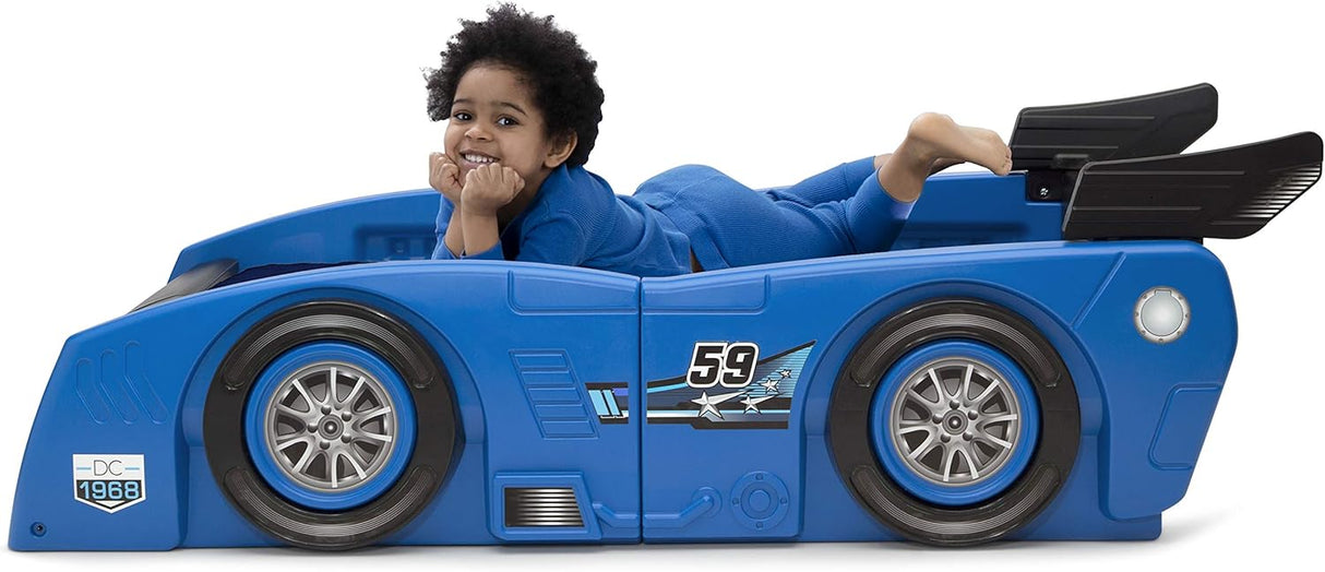 Delta Children Grand Prix Race Car Toddler-to-Twin Bed, Blue