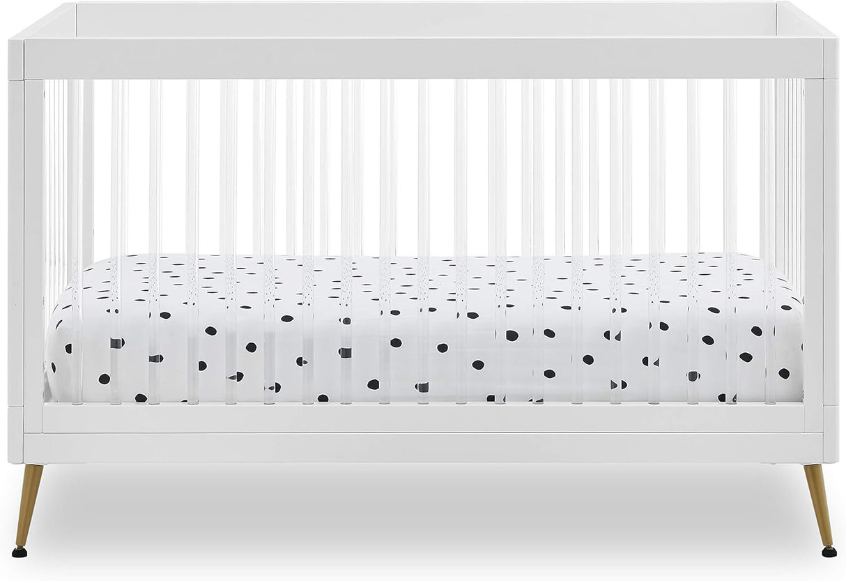 Delta Children Sloane 4-in-1 Acrylic Convertible Crib Bianca White/Melted Bronze