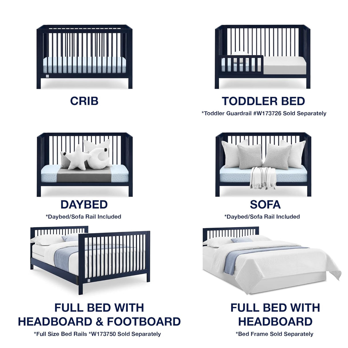 Delta Children babyGap Charlie 6-in-1 Convertible Crib - Greenguard Gold Certified, Navy