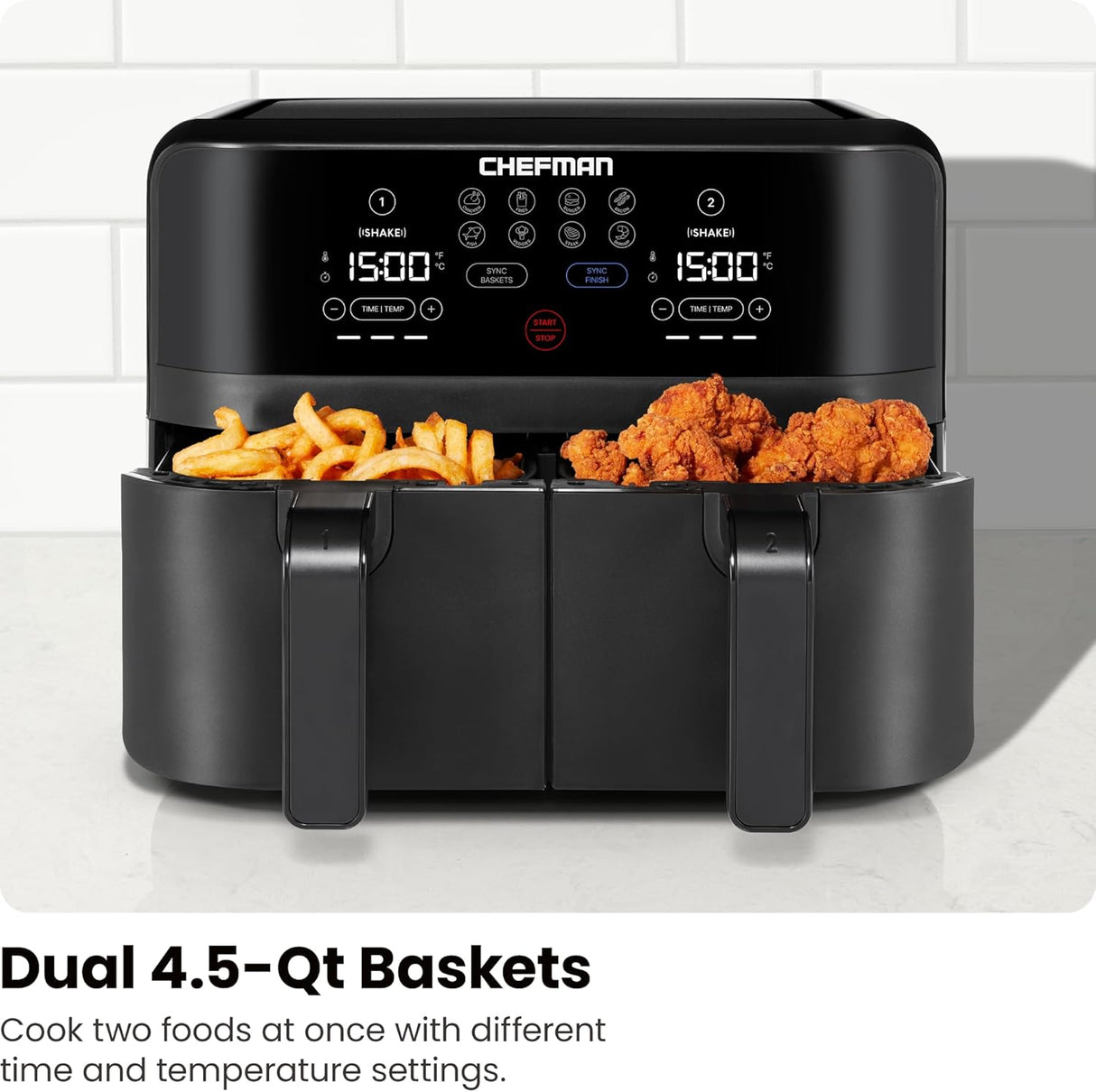 Chefman TurboFry Touch 9-Quart Dual Basket Air Fryer