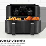 Chefman TurboFry Touch 9-Quart Dual Basket Air Fryer