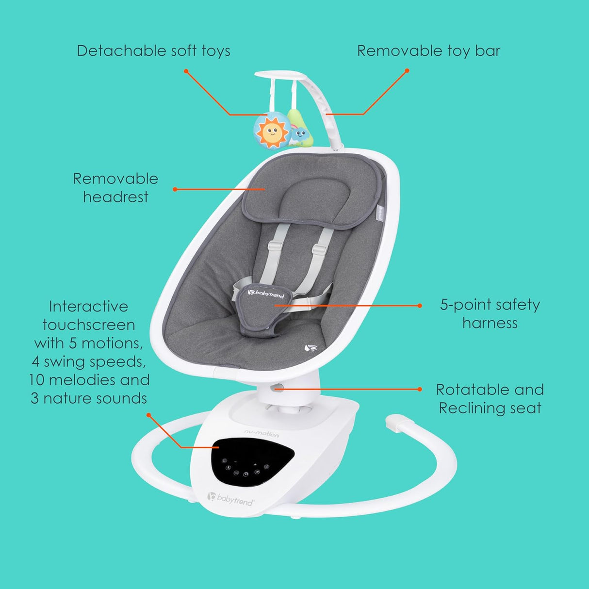 Baby Trend NuMotion Infinity Swing - Dash Grey