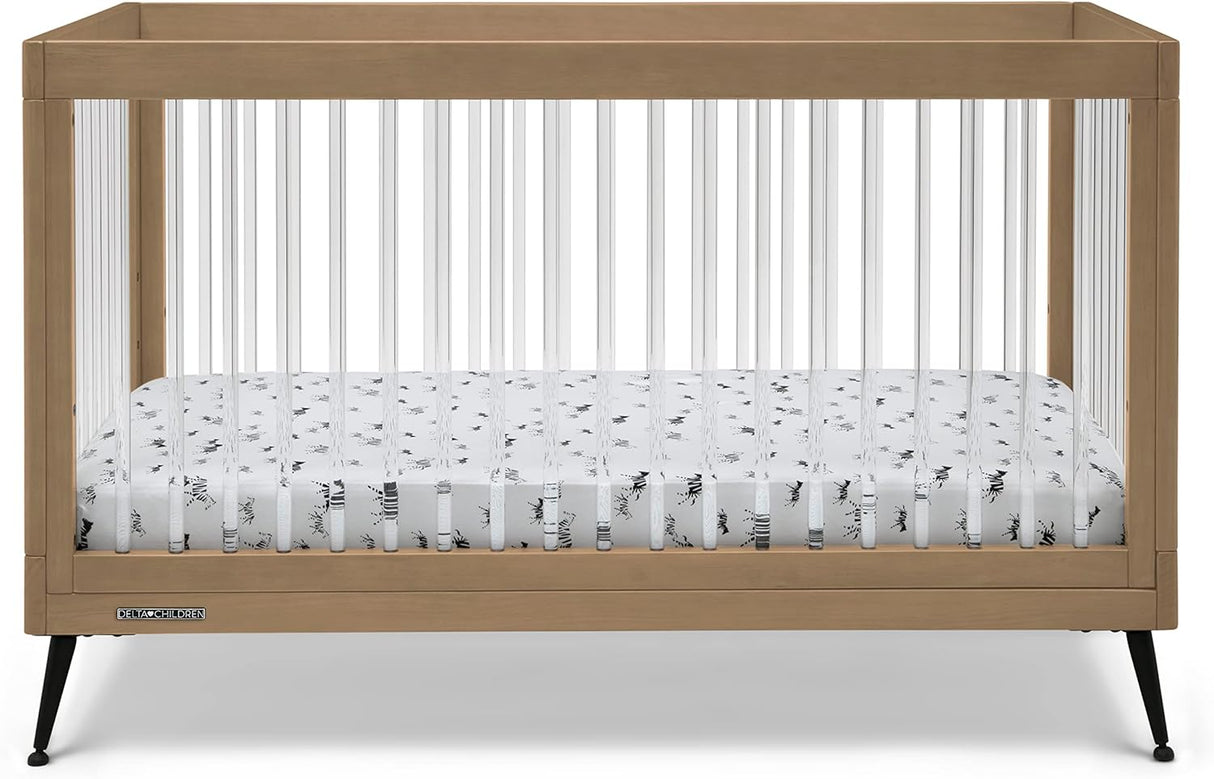 Delta Children Sloane 4-in-1 Acrylic Convertible Crib Acorn/Matte Black