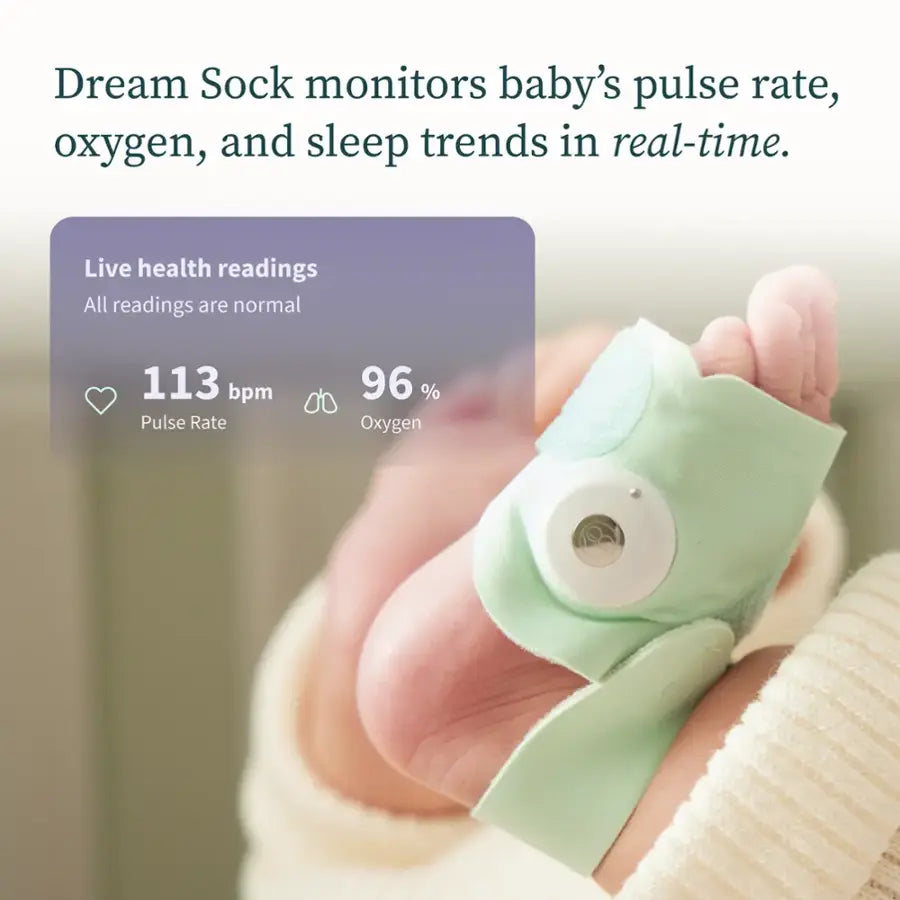 Owlet Dream Sock® - FDA-Cleared Smart Baby Monitor Track Live Pulse Rate, Oxygen in Infants Receive Notifications Mint