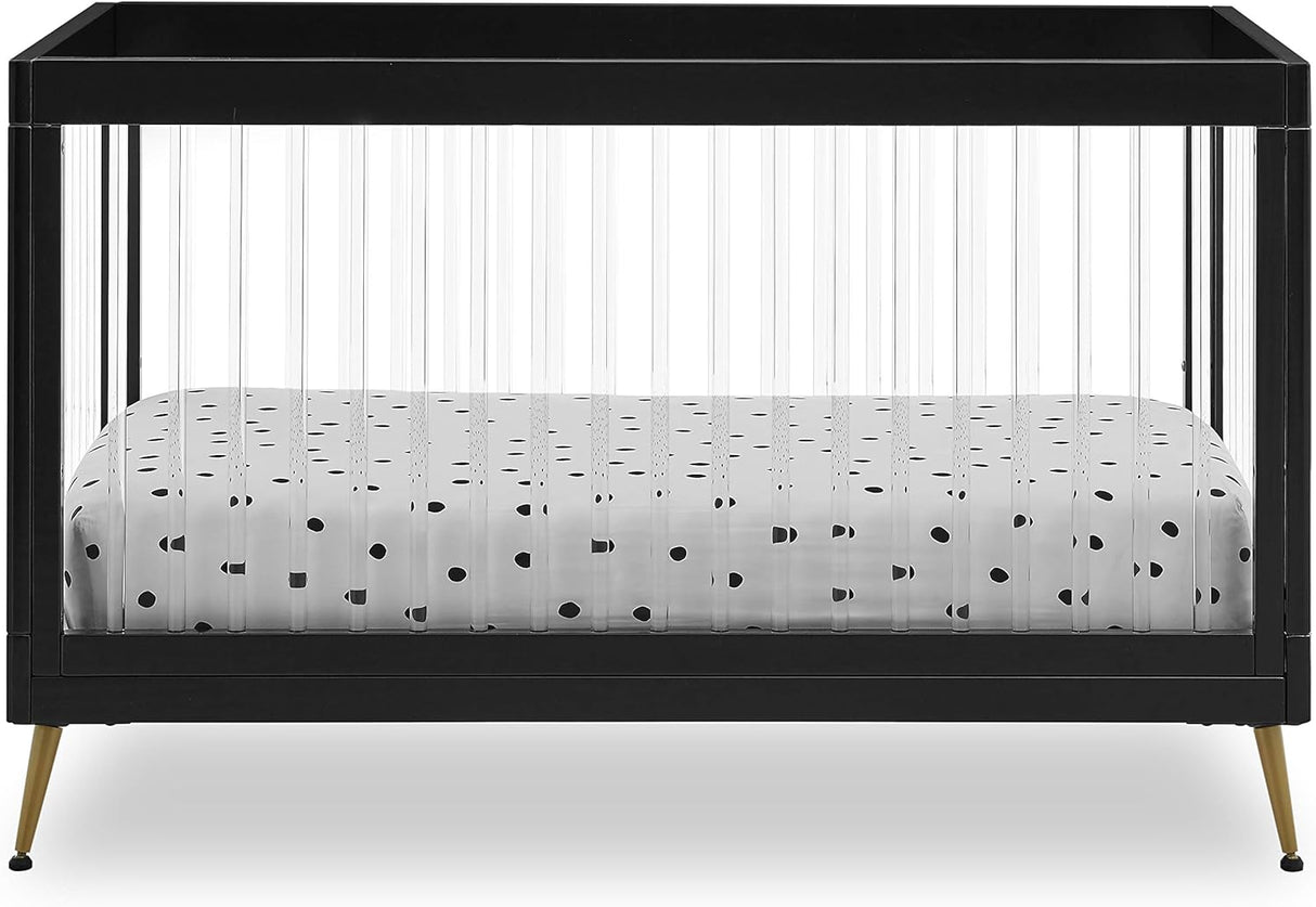 Delta Children Sloane 4-in-1 Acrylic Convertible Crib  Black/Melted Bronze