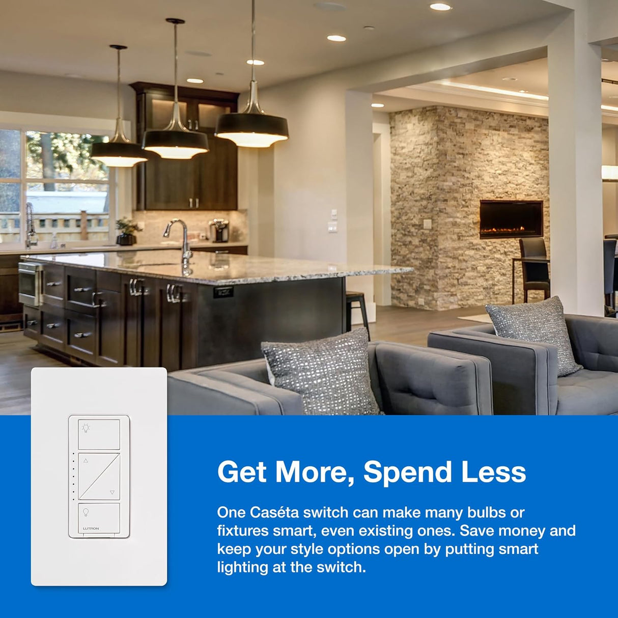 Lutron Caseta Smart Lighting Kit w/ Hub, 2 Original Dimmer Switches, 2 Pico Remotes, & More, for LED Bulbs, Works w/ Alexa, Apple Homekit, Google Home, 150W Single-Pole/3-Way, P-BDG-PKG2W-A