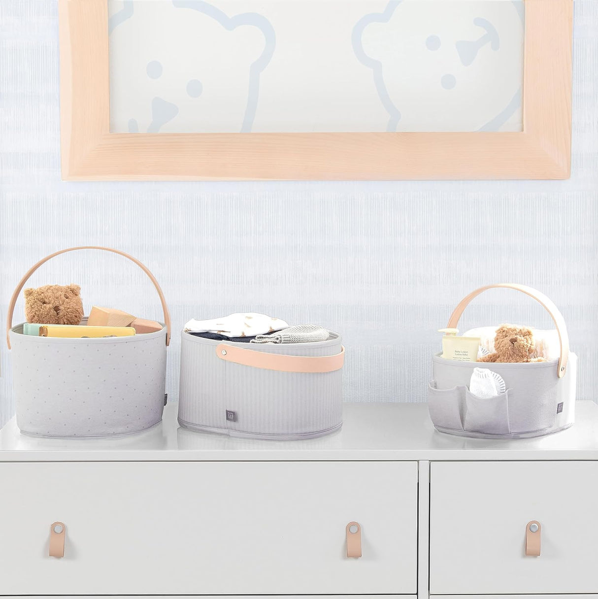 Delta Children 3-Pack Nested Fabric Storage Bins with Handles, Grey