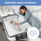 Close2Me Bedside Baby Bassinet Sleeper with Breathable Mesh and Adjustable Heights, Grey Tweed