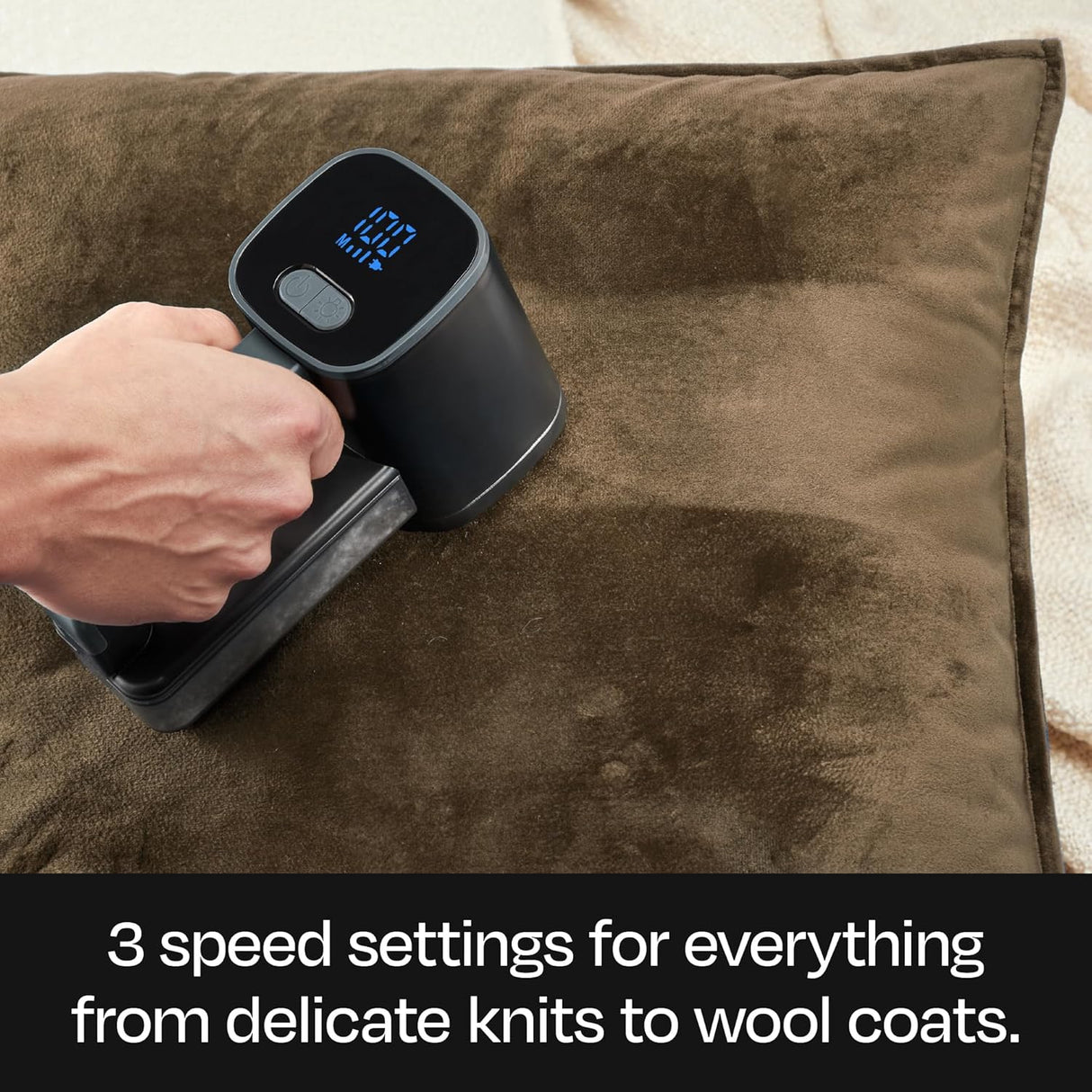 Chefman Rechargeable Fabric Shaver + Lint Remover for Sweaters, Blankets, and Furniture - Black